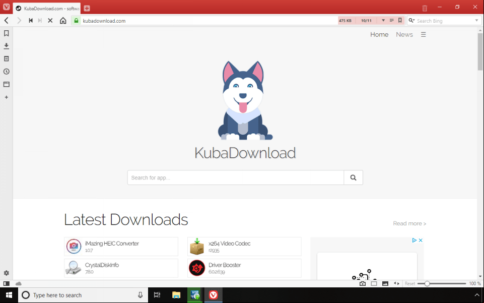 Vivaldi 2.0 running on Windows 10 screenshot