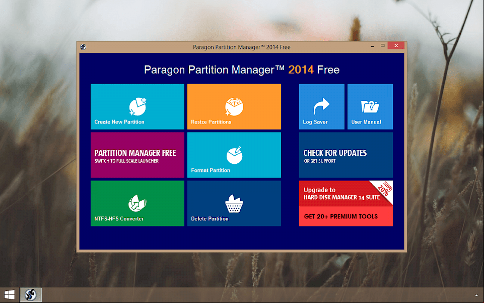 Screenshot of Paragon Partition Manager software running on Windows 10.