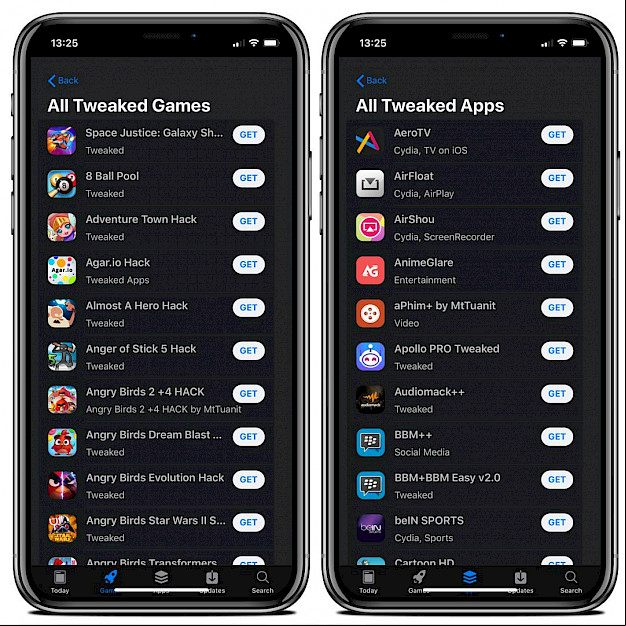 Tweaked apps on AppValley