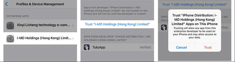 Trust Untrusted Developer on iPhone