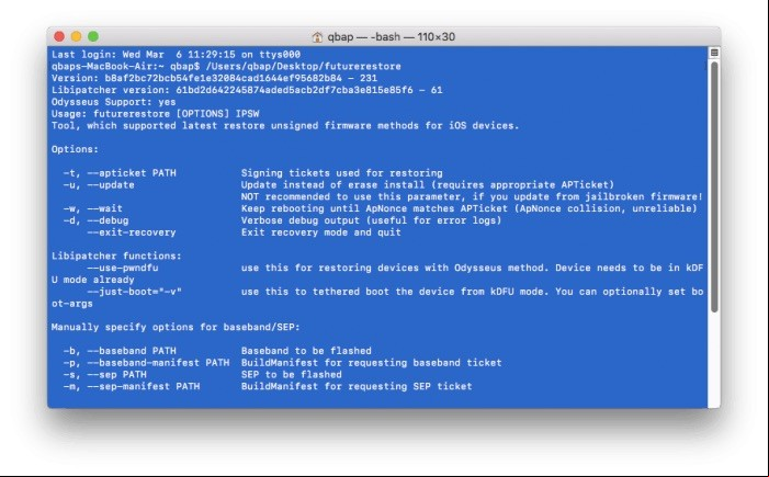 futurerestore terminal interface