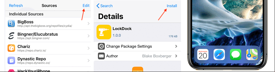 How to install LockDock on iOS 12