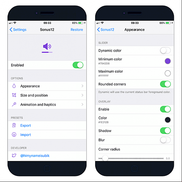 Sonus12 Settings