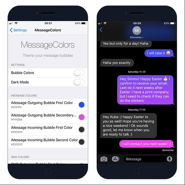 MessageColors theme your message bubbles on iOS
