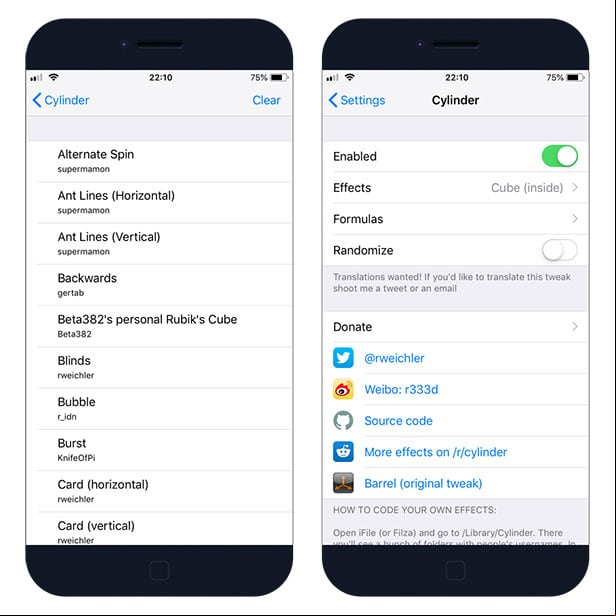 Cylinder jailbreak tweak