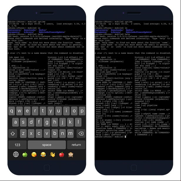 MTerminal app - command line for iPhone