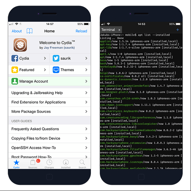Cydia commands executed from terminal on iOS 12