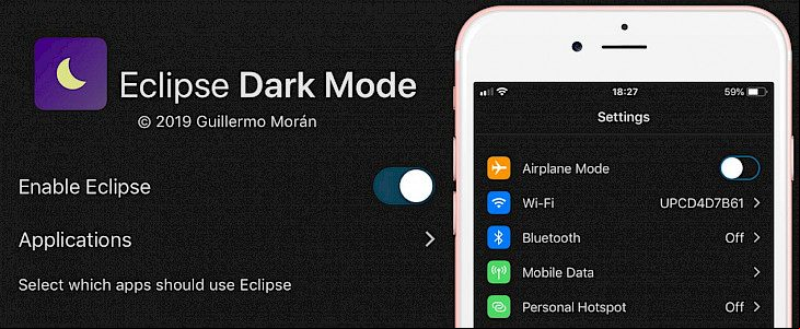 Eclipse 12 Dark Mode jailbreak theme for iOS