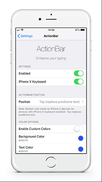 ActionBar keyboard tweak for iOS 12