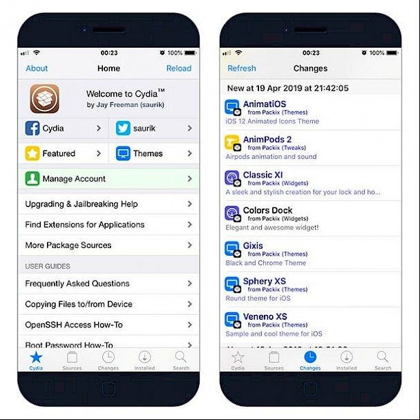 Cydia on iOS 9.3.5