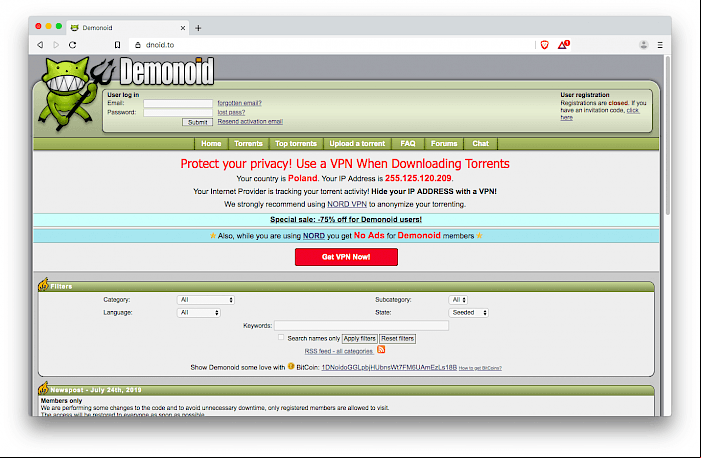 Demonoid Webiste