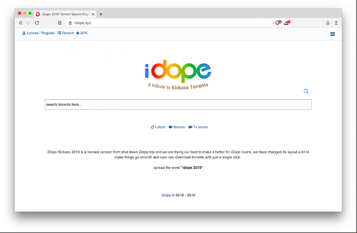 iDope - Torrent Search Engine Home Page