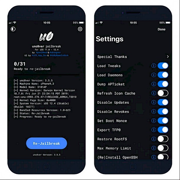 Jailbreak iPhone using unc0ver