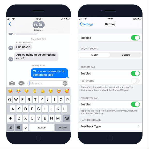Barmoji tweak