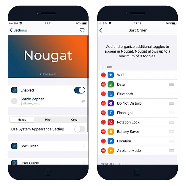 Nougat tweak Settings on iOS