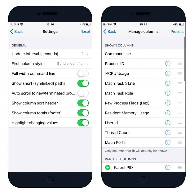 CocoaTop Settings