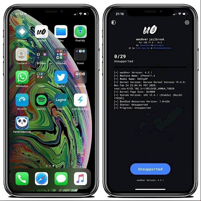 unc0ver jailbreak installed with AltStore