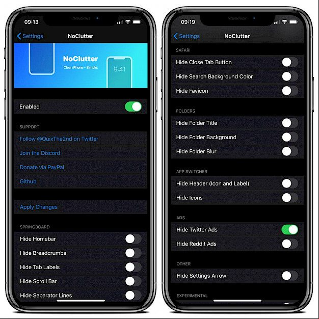 NoClutter tweak
