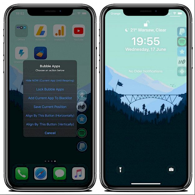 Bubble Apps tweak on iPhone