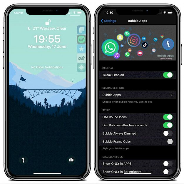 Bubble Apps tweak