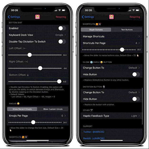 Shortmoji Settings